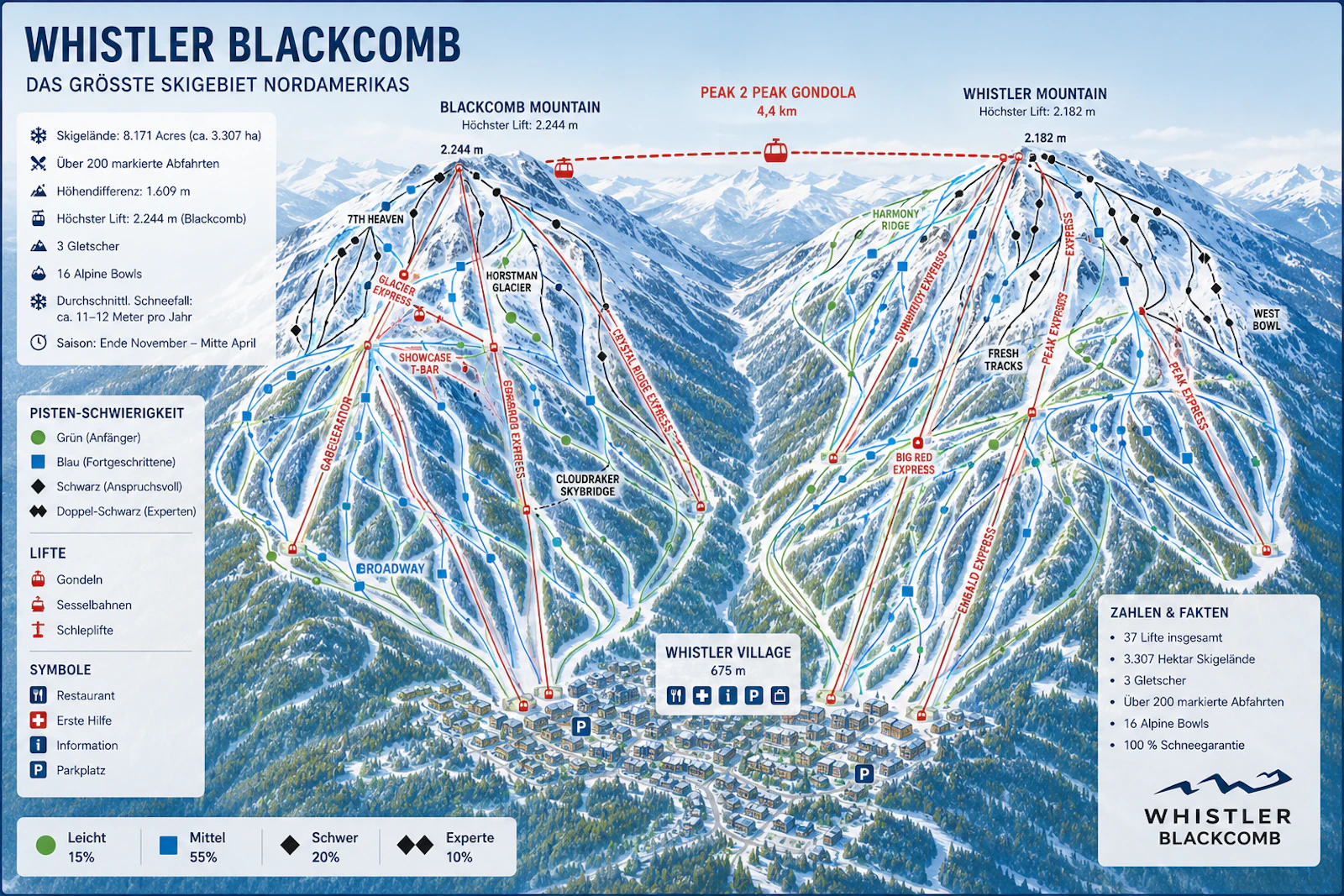 British Columbia - Whistler Blackcomb - Skikarte